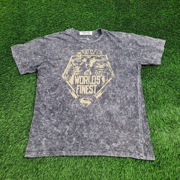 Superman Batman Shirt Large 22x27 Mineral-Wash - Picture 1 of 12